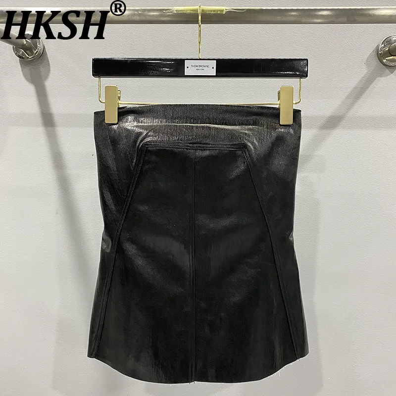 

Женский шикарный темный джинсовый топ HKSH без бретелек с молнией сзади, утягивающий талию, облегающий, модный, в стиле Y2K, сексуальный, новинка лета HK20355