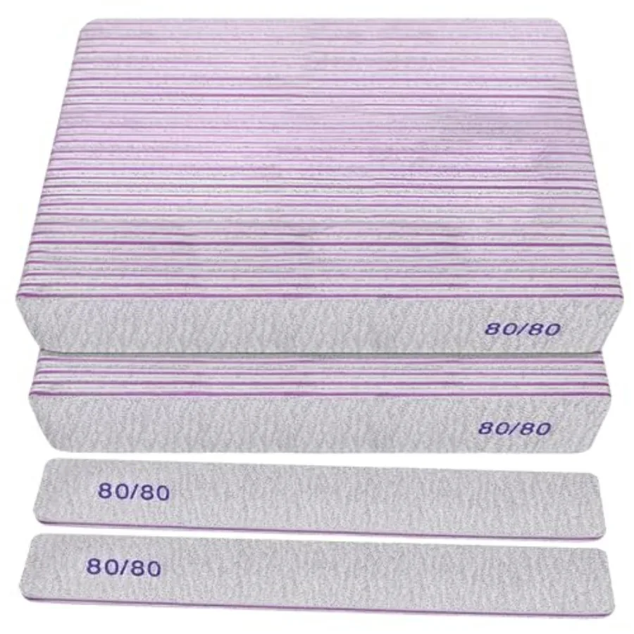 

80/80 Grit Nail Files 50 Pack,Heavy Coarse Emery Boards for Acrylic Nails and Gel Nails, 80 Grits Double Sided Nail File Emory