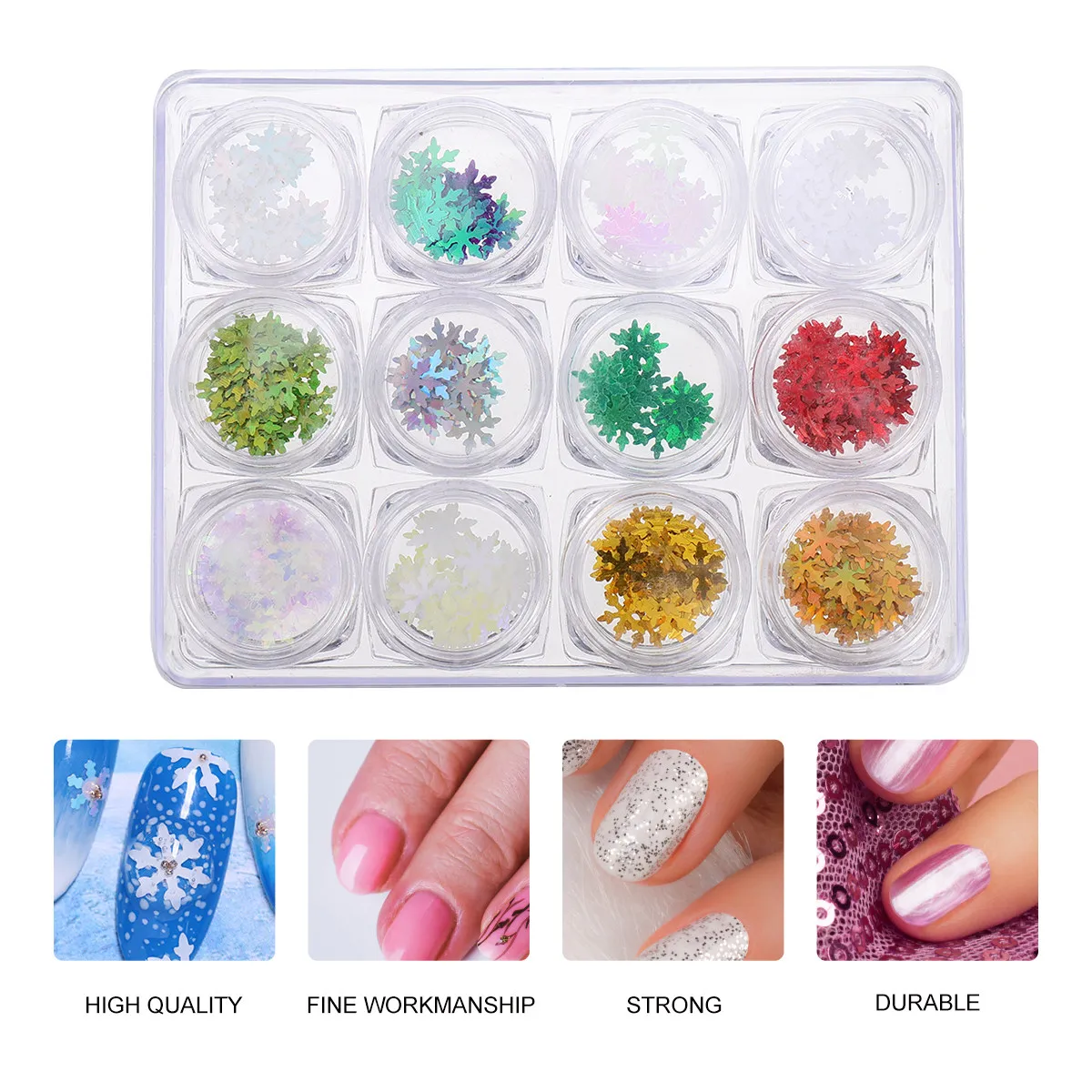 Snowflake Nail Sequins for Manicure – Ultra-Thin Colored Metal Glitter, Creative Shapes, Portable Nail Art Supplies