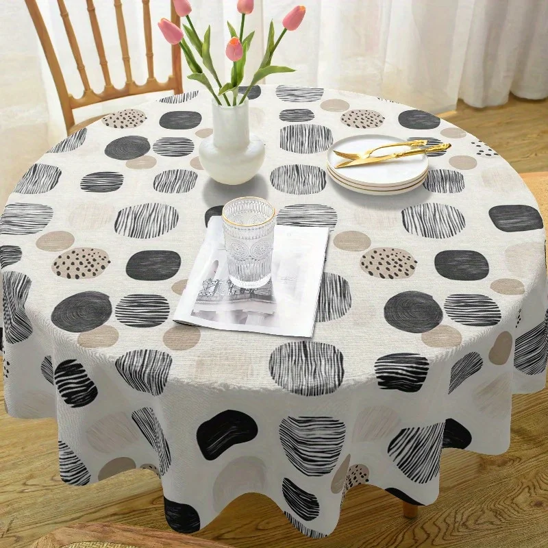 One round polyester tablecloth, 61x61 inches, suitable for both indoor and outdoor use, modern style table settingzyc