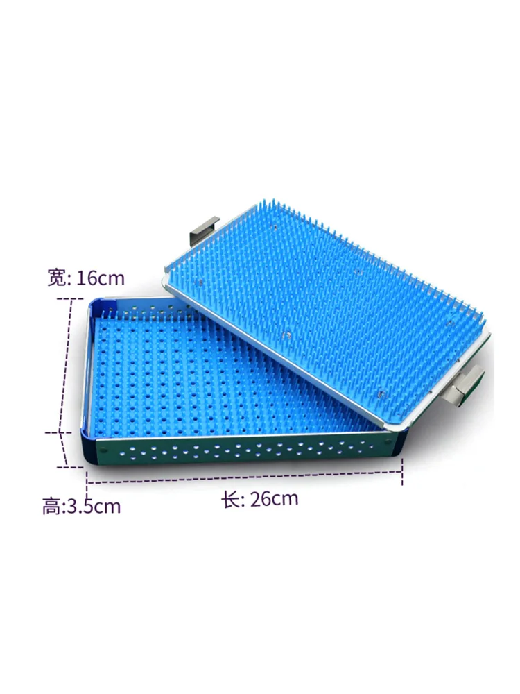 Aluminum alloy surgical instrument disinfection box with double-layer silicone pad resistant to high temperature and pressure