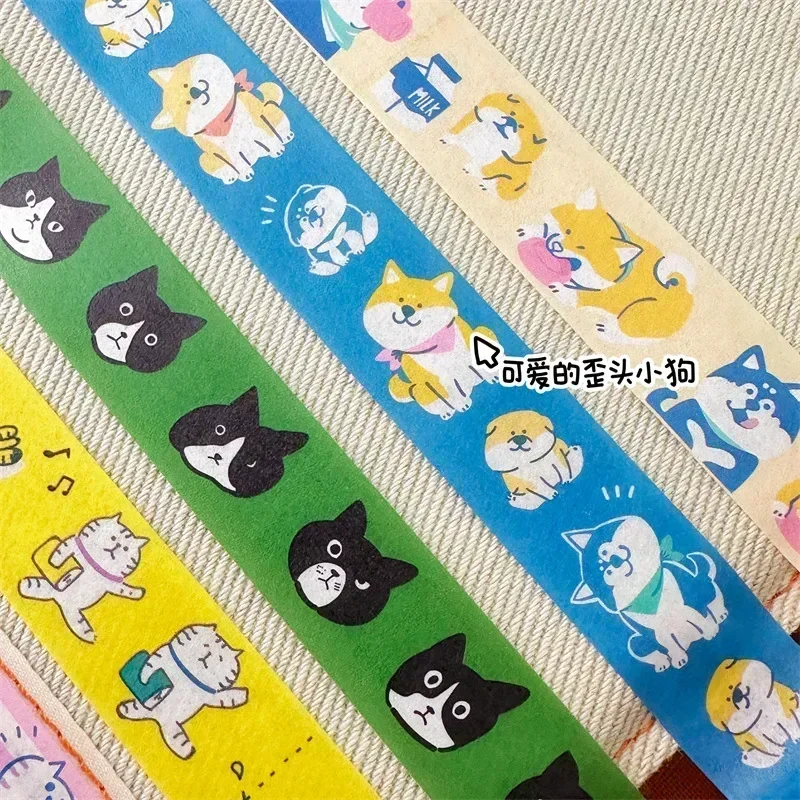 ملصق مواد الديكور DIY على شكل حيوان ياباني لطيف على شكل قطة شيبا إينو وشريط واشي