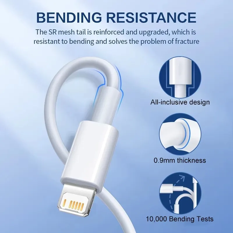Fast Charging For iPhone Usb Cable 14 13 12 11 Pro Max Mini XR XS X SE 8 7 6 Plus 6s 5 5s Wire For iPad Charger Cord Accessories image 4