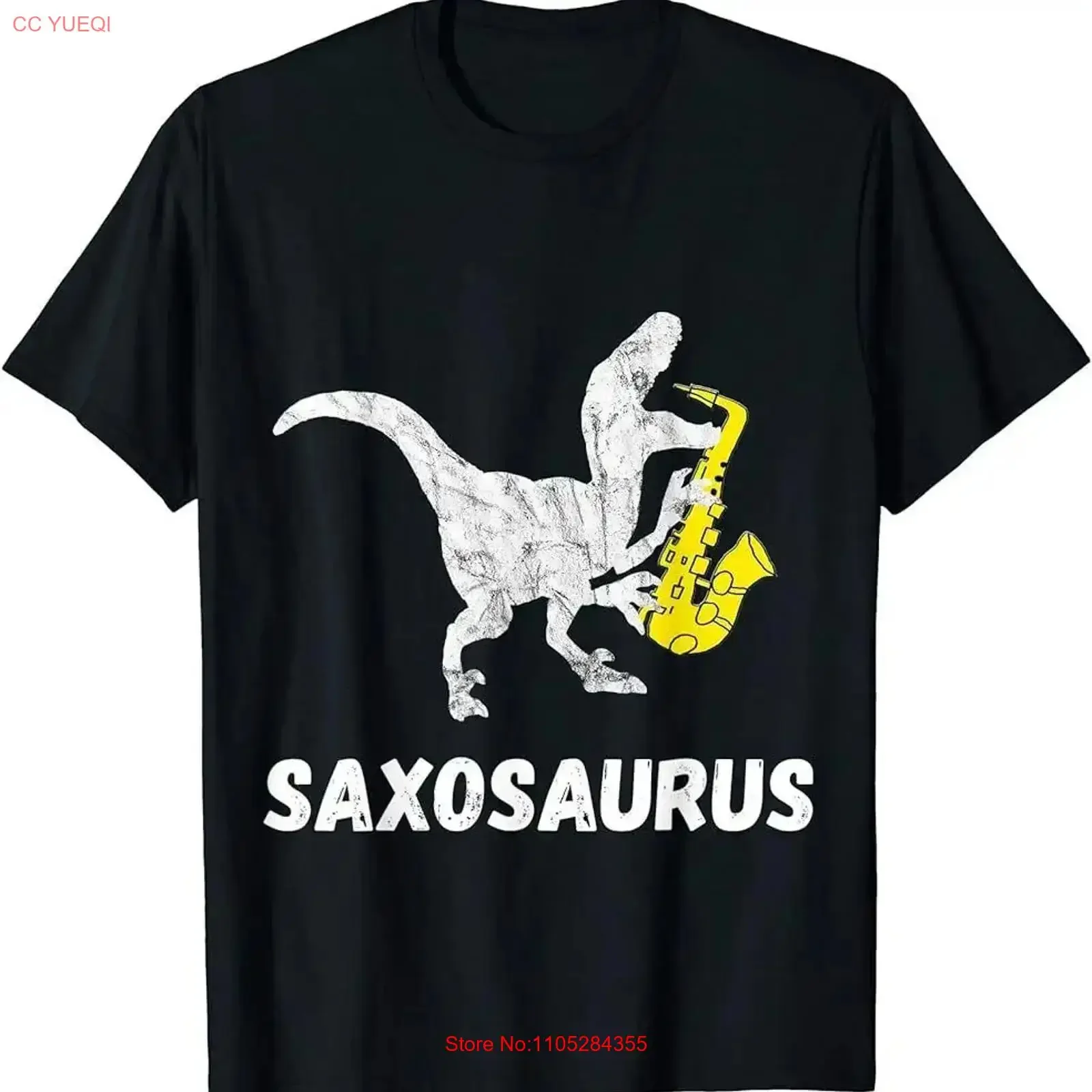 Sax Dinosaur Funny Saxophone Dino Saxophonist T Rex Shirt vintage Washed homme Stylish Slightly Top For Everyday Wear Versatile