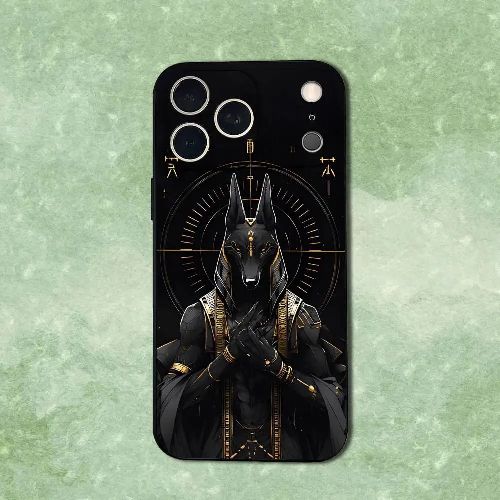 Anubis God Art Egyptian Phone Case For iPhone 14,13,17,12,11,16,15,Plus,Pro Max,XS,X,XR,SE,Mini,Soft Silicone Black Cover