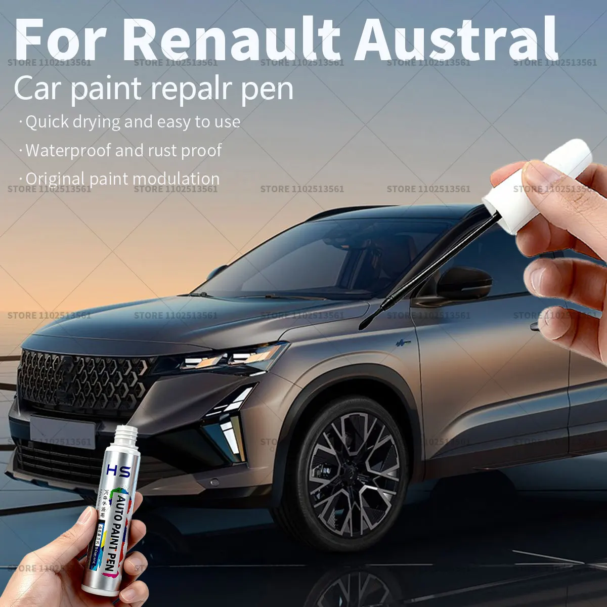 

For Renault Austral Car Paint Repair Pen Paint Scratch Repair Accessories Pearl White Shale grey Diamond black Glacier Inro Blue