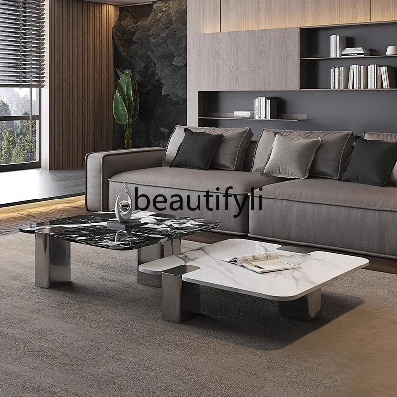 

Asmt14 New Italian minimalist marble coffee table square combination coffee table