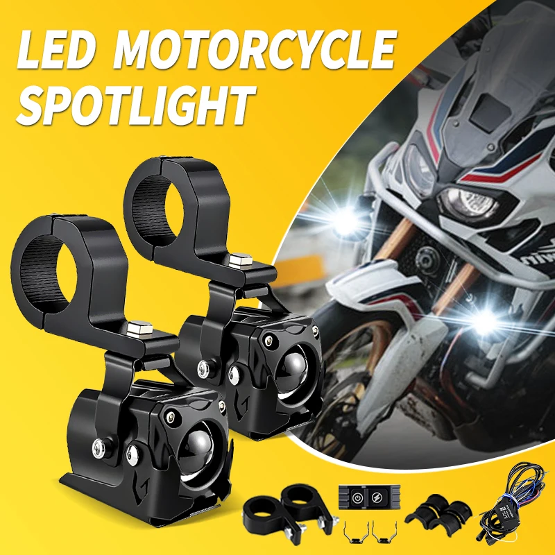 

1Set 80W Dual Color Universal Headlight Moto LED Bulb For Honda Africa Twin CRF1000L CRF 1000 L 2016-2019 Fog Lamp Aux Spotlight