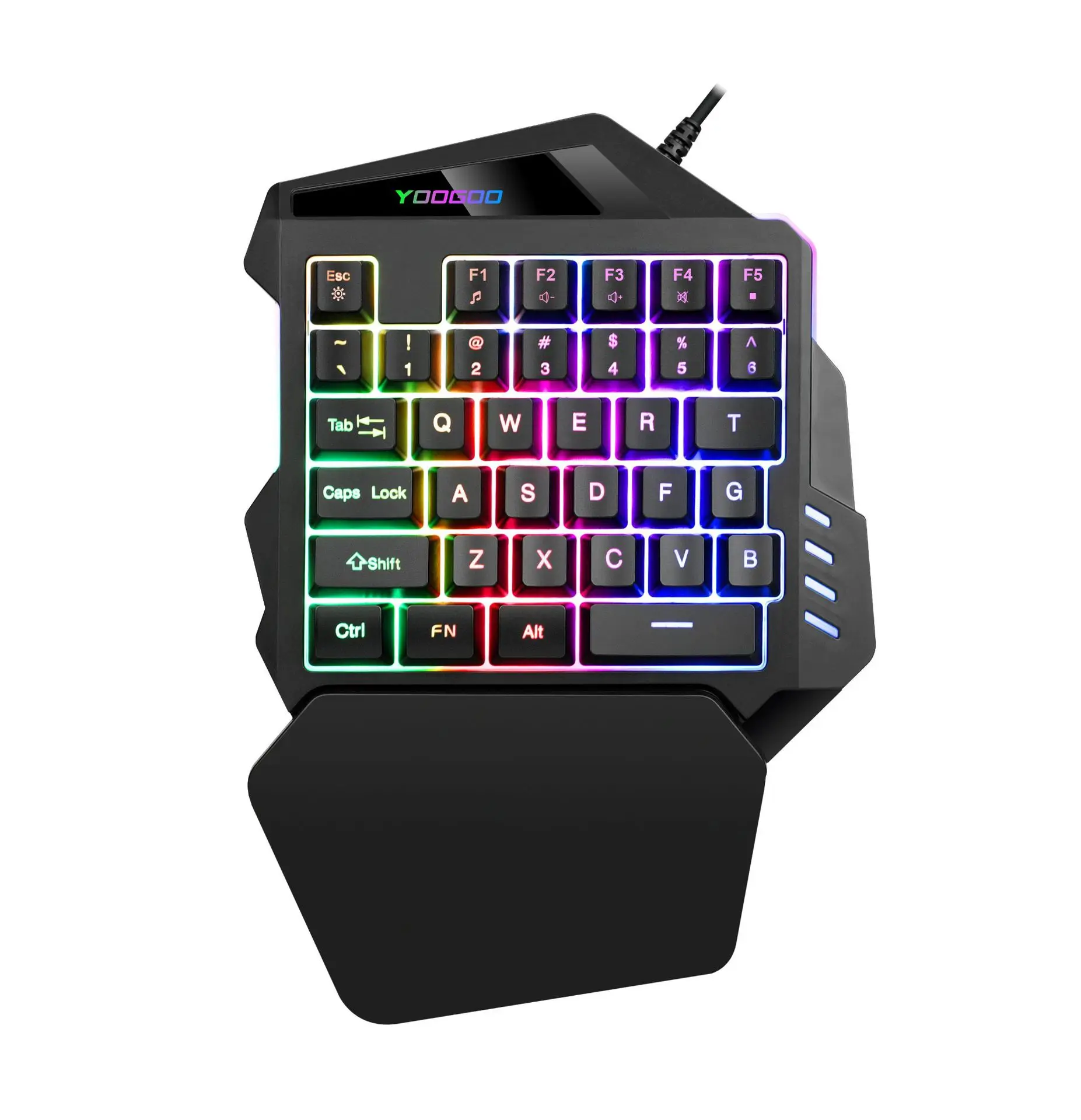 

Hot Sell Personalized Hand Rest Multimedia 35Keys Usb Wired Backlit Mini Black Gaming Mechanical One-Handed Keyboard