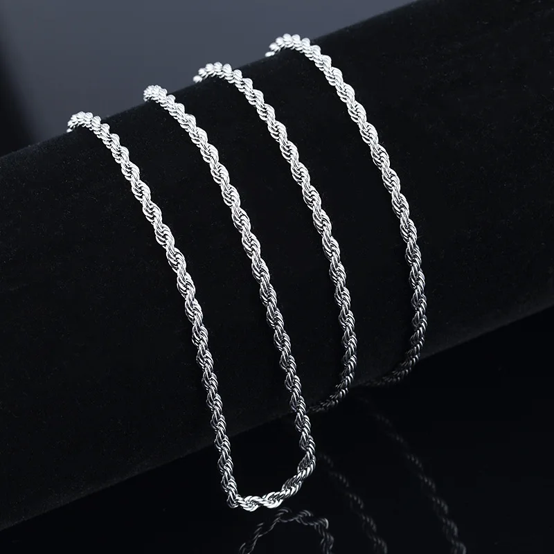 Heiße 16-30 Zoll Sterling Silber 2mm Twist Seil Halskette für Frau Modedesigner Party Hochzeit Accessoires Schmuck Geschenke