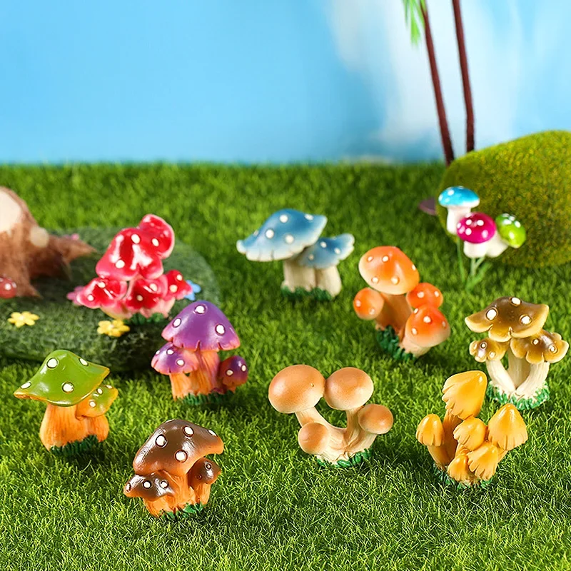 

Simulation Mushroom Miniatures Fairy Garden Moss Terrarium Resin Crafts Decorations Garden Artificial Bonsai Landscape Ornaments