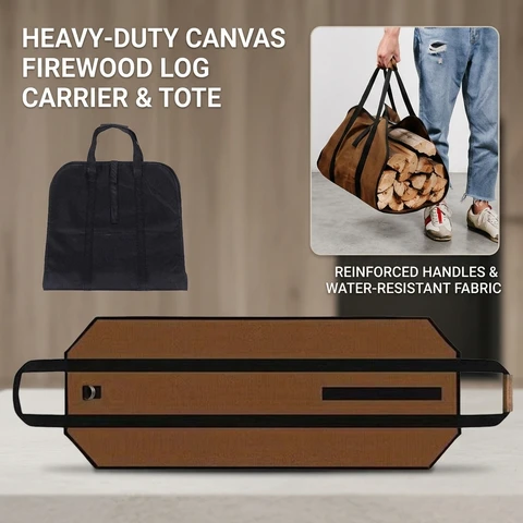 Heavy-Duty Firewood Carrier Bag Durable Polyester Tote with Sturdy Handles for Easy Carry And Storage Ideal for Camping And Outd