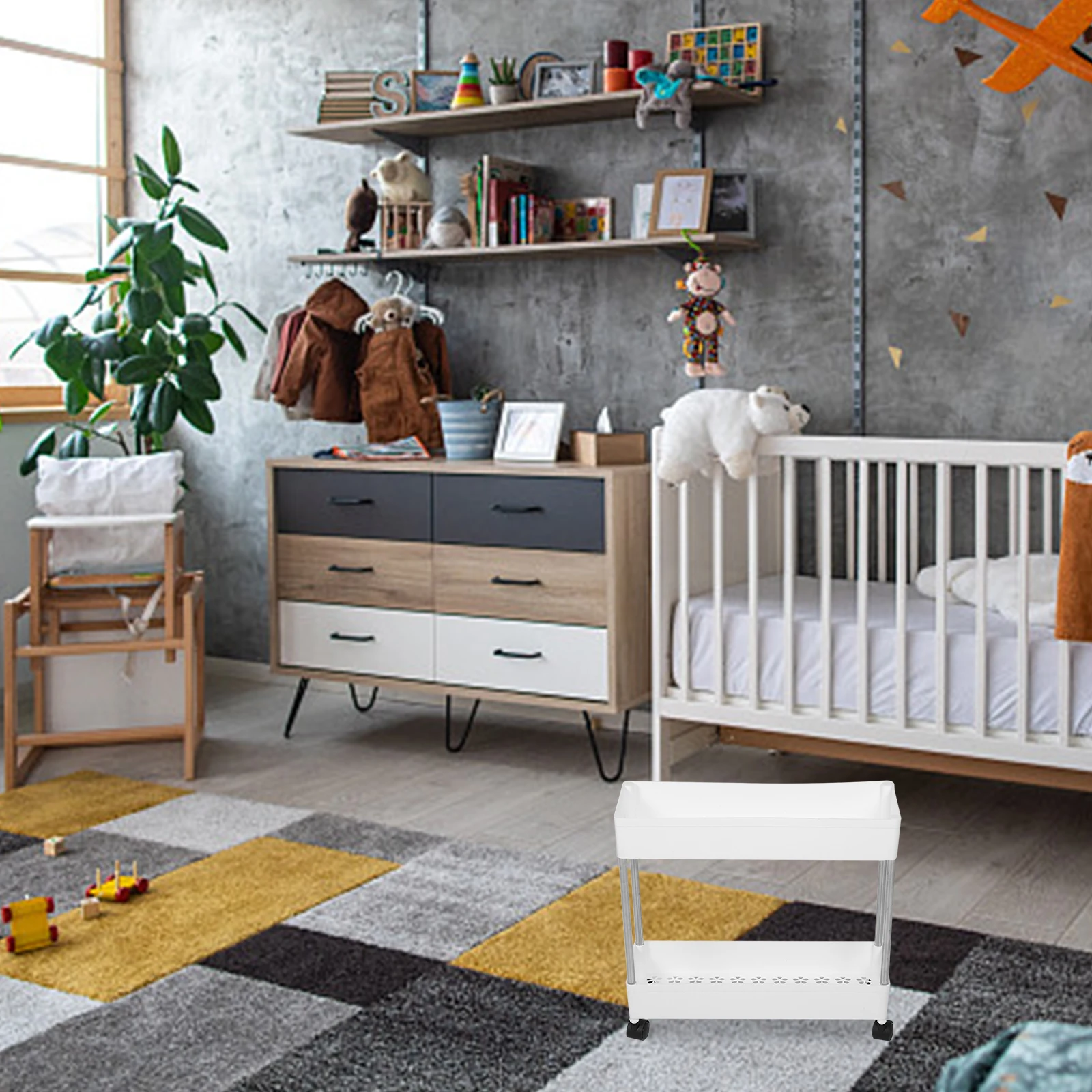 

Multilayer Storage Trolley Rack Kitchen Bathroom Bedroom Movable Light Weight Floor Type Stand Large Capacity Home Organization