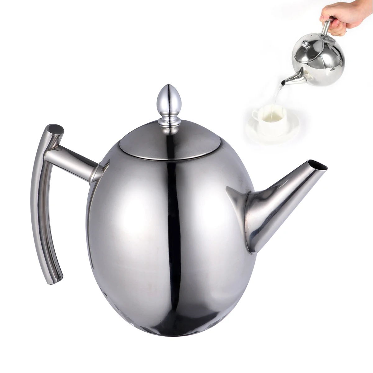 

Stainless Steel Teapot Inner Strainer Infuser Pot Coffee Kettle Non Magnetic Thicker Handle Kitchen Barware