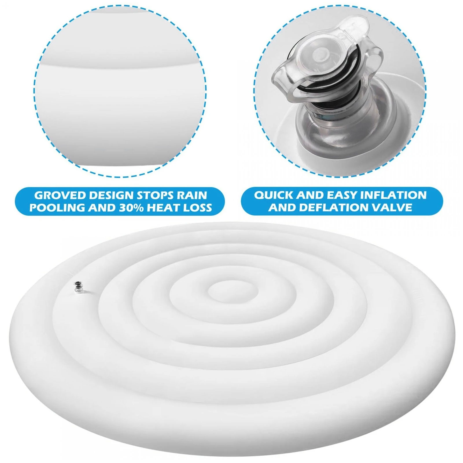 Inflatable Hot Tub Cover 4.5 Feet Diameter PVC Foldable Energy Saving Lid for Round Outdoor Inflatable Hot Tubs