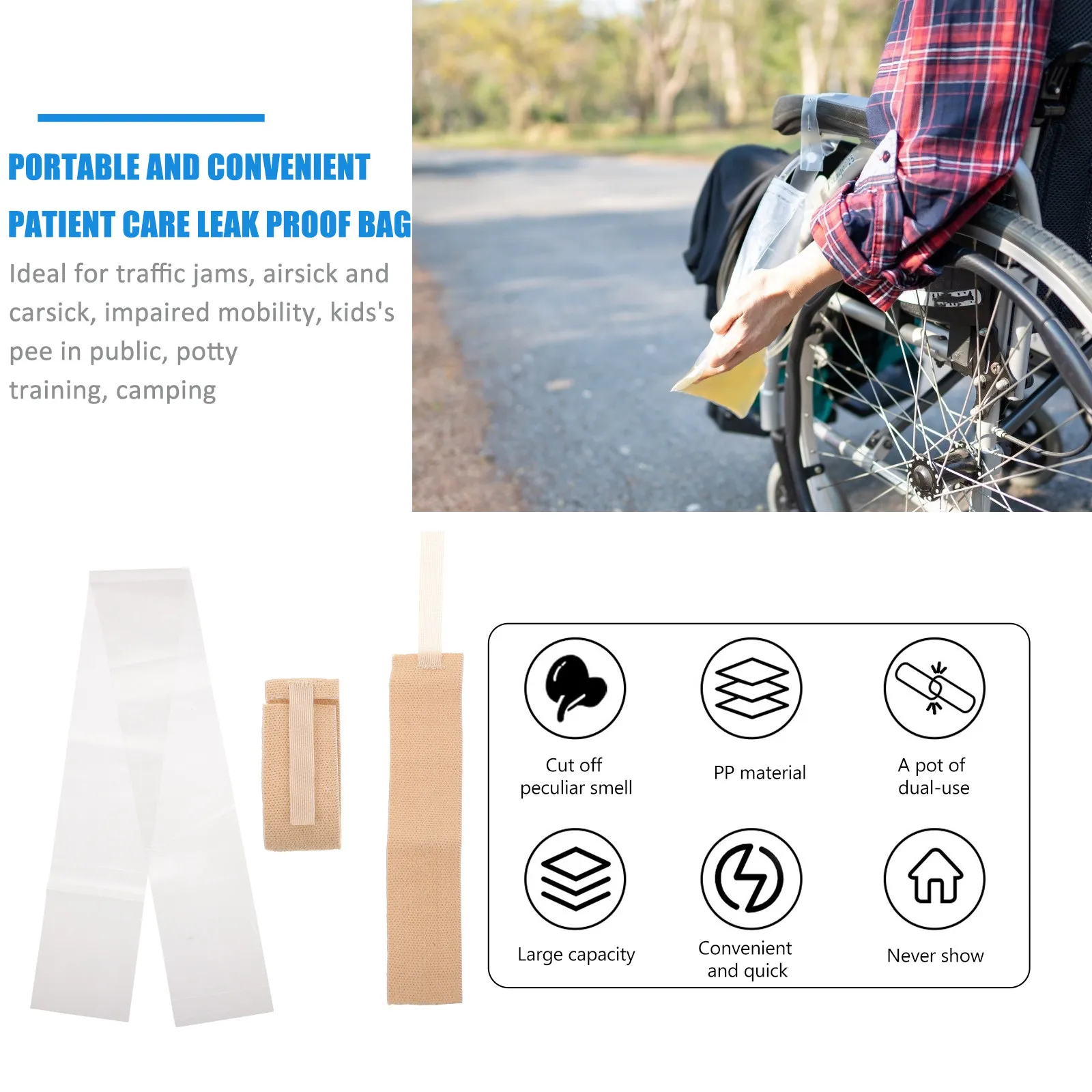 1Set Premium Leak-Resistant Disposable Bag for Elderly Men Portable Collection Bag for Potty