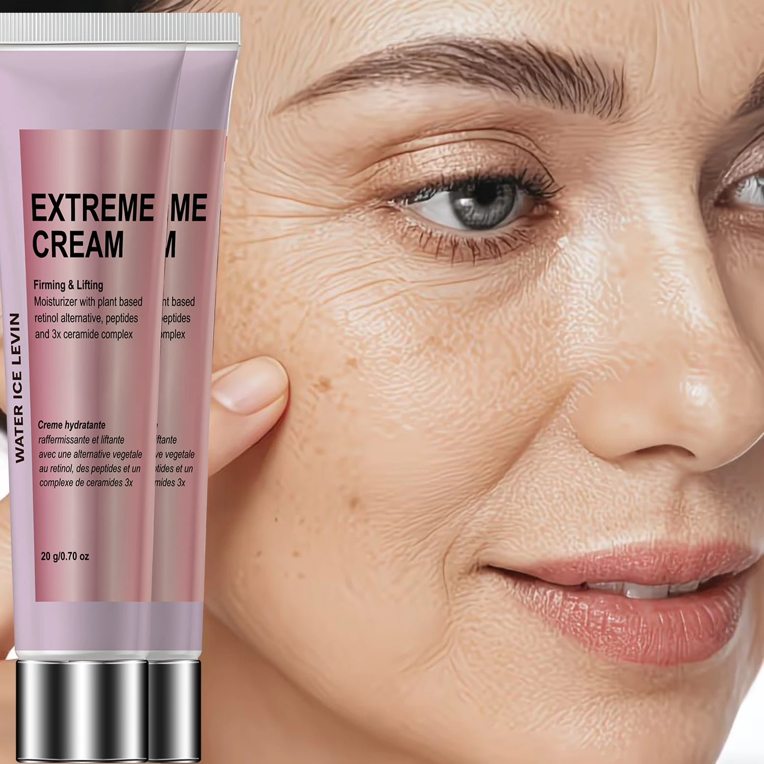 

Extreme Firming Lift Cream. Plant-Based Retinol Alternative, Peptides, 3x Ceramide Complex. All Skin Types. Men Women. 20g.