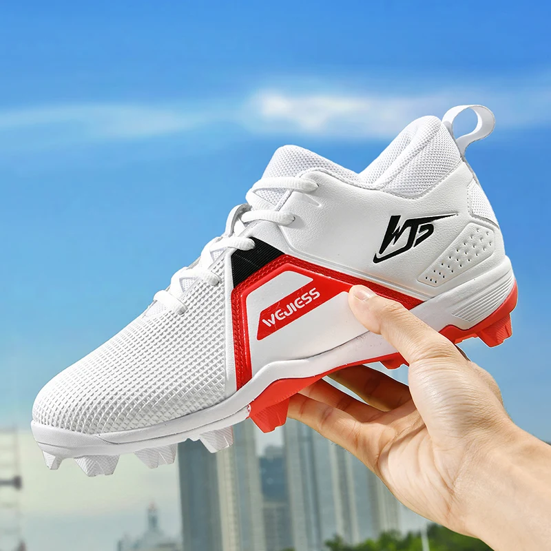 Nowe buty piłkarskie dla mężczyzn korki profesjonalne Unisex korki TF/FG wysoka kostka trampki sportowe buty do gry w Baseball