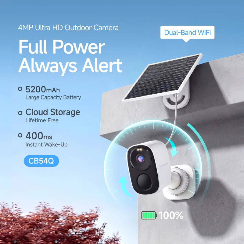 Vstarcam 4K WiFi Solar Security Battery Camera 5MP Wireless Outdoor Battery Powered Cameras Color Night Vision PIR Human Motion Cam