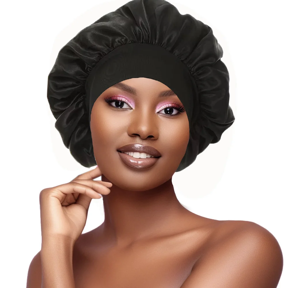 

New Women Satin Sleep Cap Silky Bonnet Daily Cap Protect Hair Treatment Hat Curly Springy Hair Head Cover