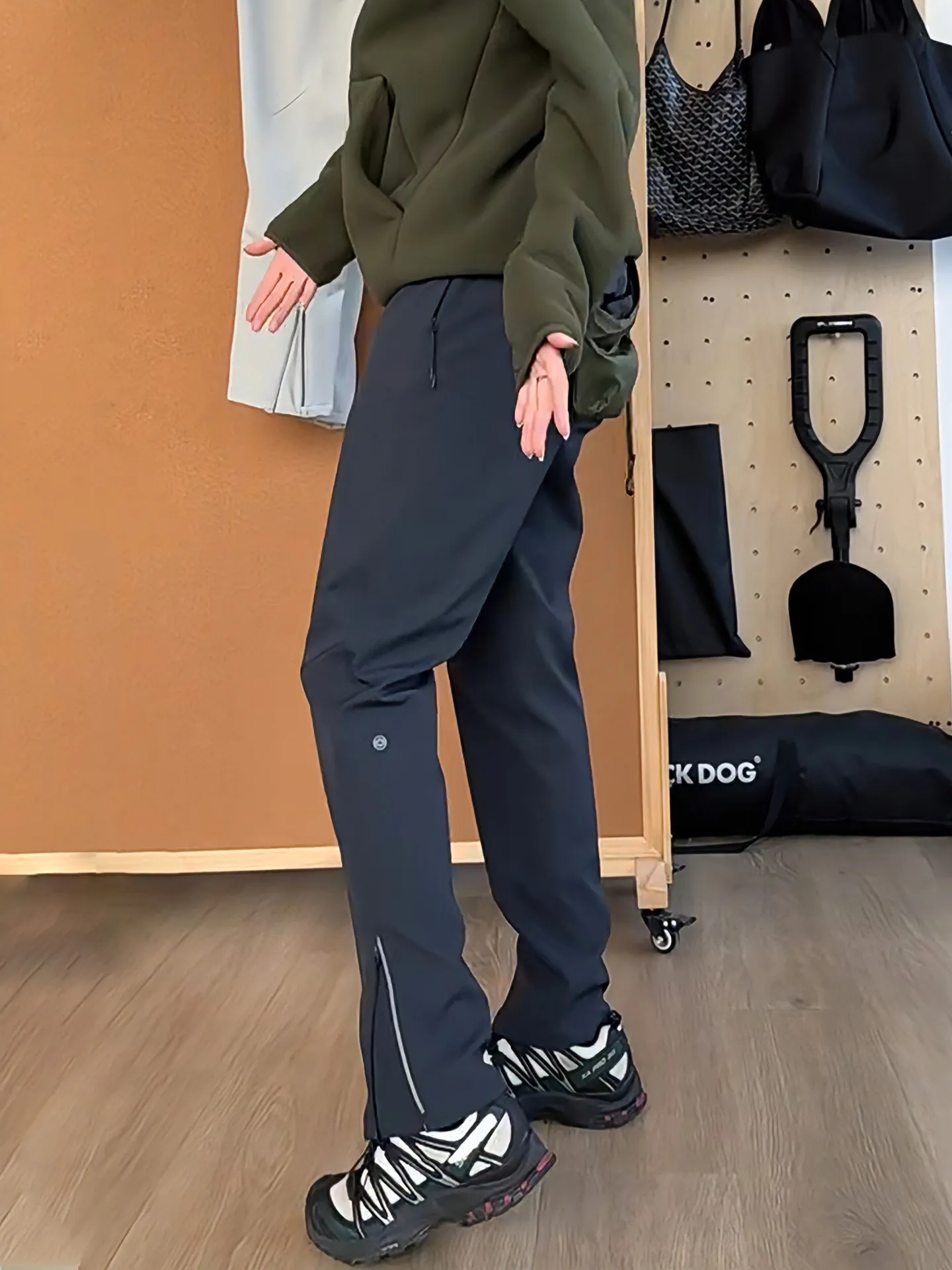 Men's Softell Fce Lined Work Trousers Outdoor Climbing Pants Autumn Winter Warm Casual Straight Leg Pants Zipper ket