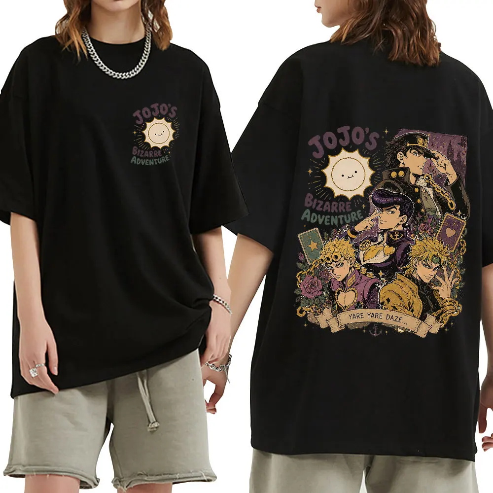 Anime Jojo Bizarre Adventure Giorno Giovanna Kujo Jotaro T Shirts Men's Women Clothing Cotton Oversized Short Sleeves T-Shirts