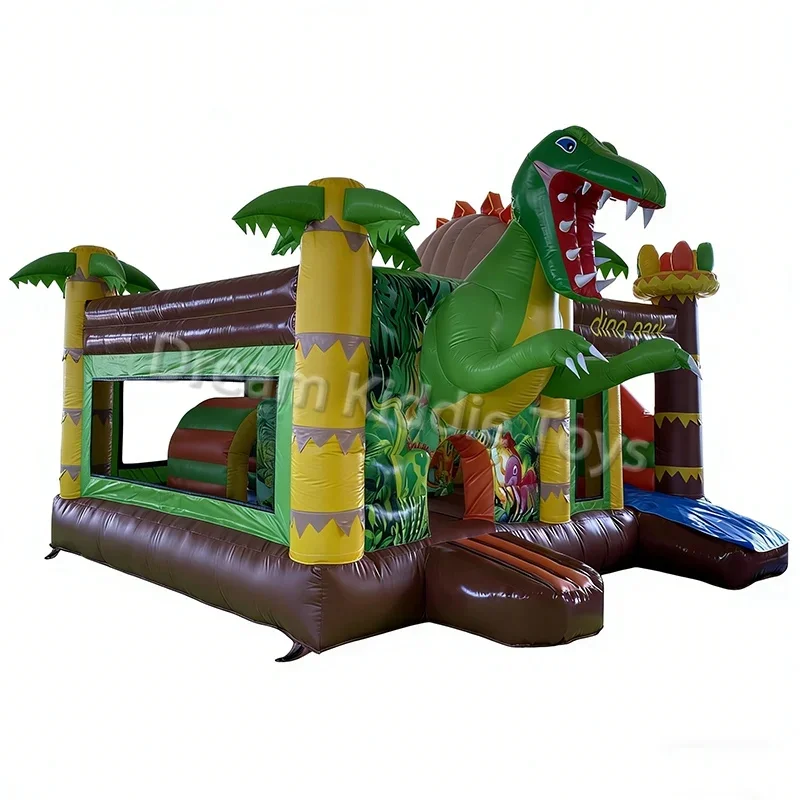 Dino Theme Inflatable Amusement Park With Slide Commercial Inflatable Bouncy Castle Combo for Rental
