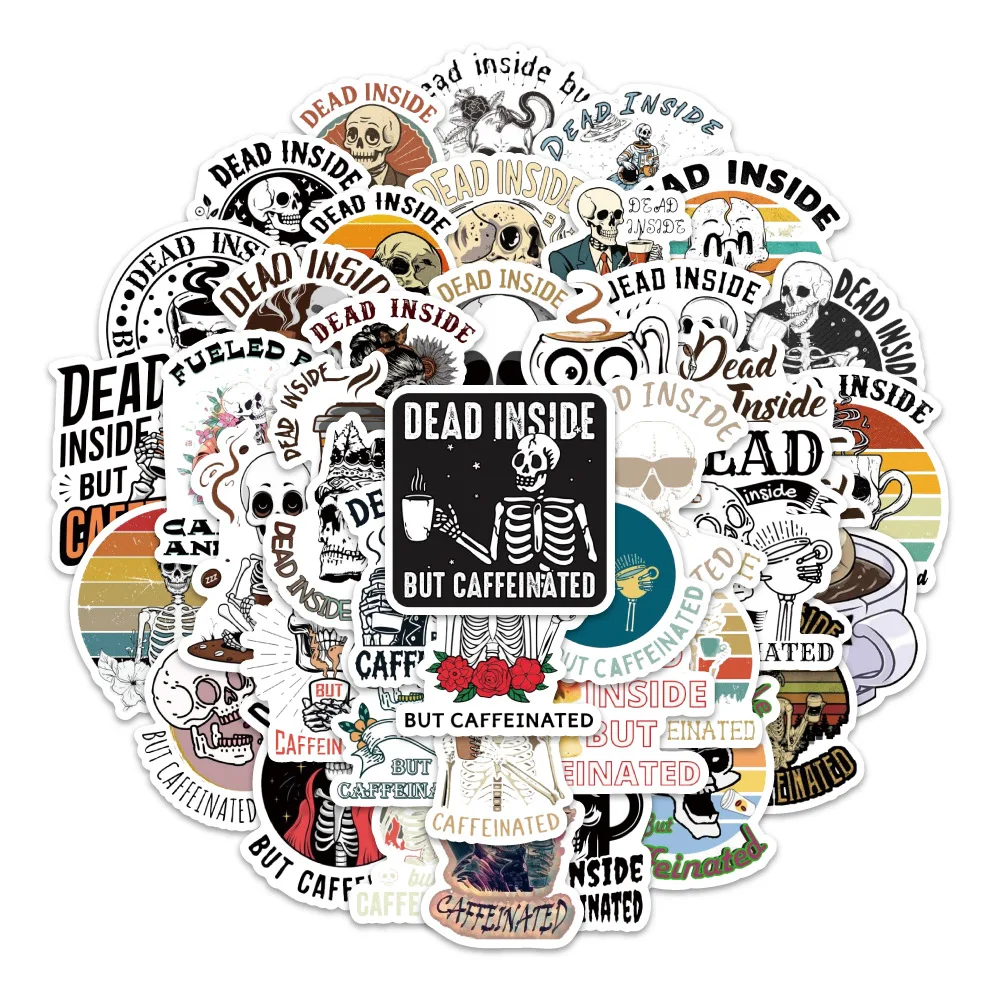 10/54 шт., наклейка с рисунком «Смерть кофеина», граффити, украшение «сделай сам», чехол для телефона, водонепроницаемая чашка для воды для ноутбука, детская игрушка, подарочная наклейка
