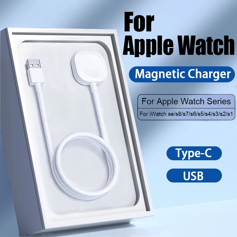 Cabo carregador magnético portátil para Apple Watch, carregamento rápido, SE, S8, S7, S6, S5, S4, S3, S2, S1, 8, 7, 6, 5