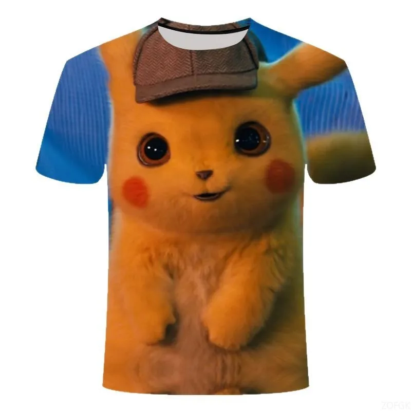 Новая милая модная летняя удобная повседневная свободная футболка с круглым вырезом и 3D персонализированным принтом Пикачу