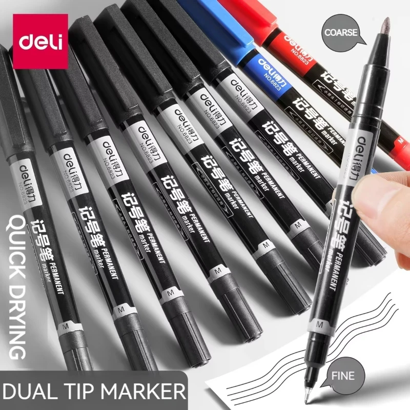 9pcs/Set Permanent Paint Marker Pen Oily Waterproof Black Pens for Tyre Markers Quick Drying Signature Pen Stationery Supplies