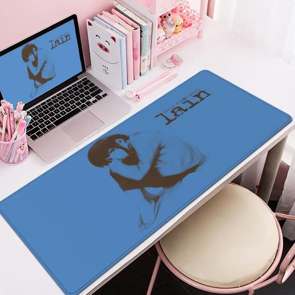 Lain Serial Experiments Mouse Pad 90x40CM Non-slip Gaming Mousepad Gamer E-Sports Mouse Mat Mechanical Keyboard XXL Desk Mat