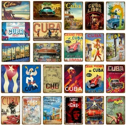 Retro Visit Cuba libre Metal Signs Pub Bar Room Club Decor Vintage Wall Art Carft Painting Plaque Havana Night Poster