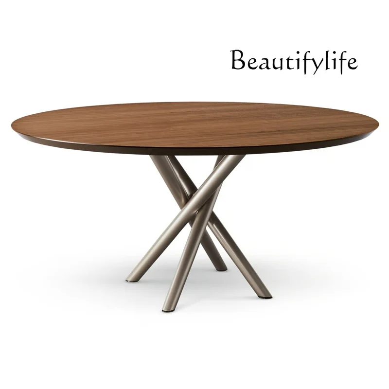 Modern Silent Style Light Luxury Creative round Dining Table Italian Minimalist Art Design Steel Frame Table