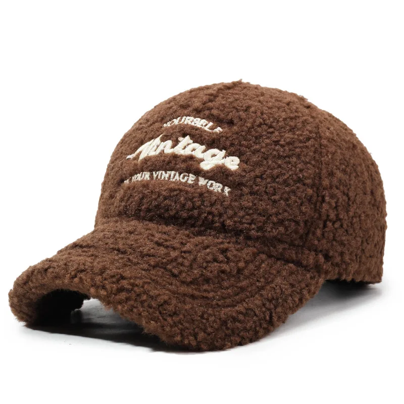 1-teilige mehrfarbige Fleece-Baseballmütze für Damen, verdickte warme Entenschnabelmütze für Herbst und Winter – Detail 10