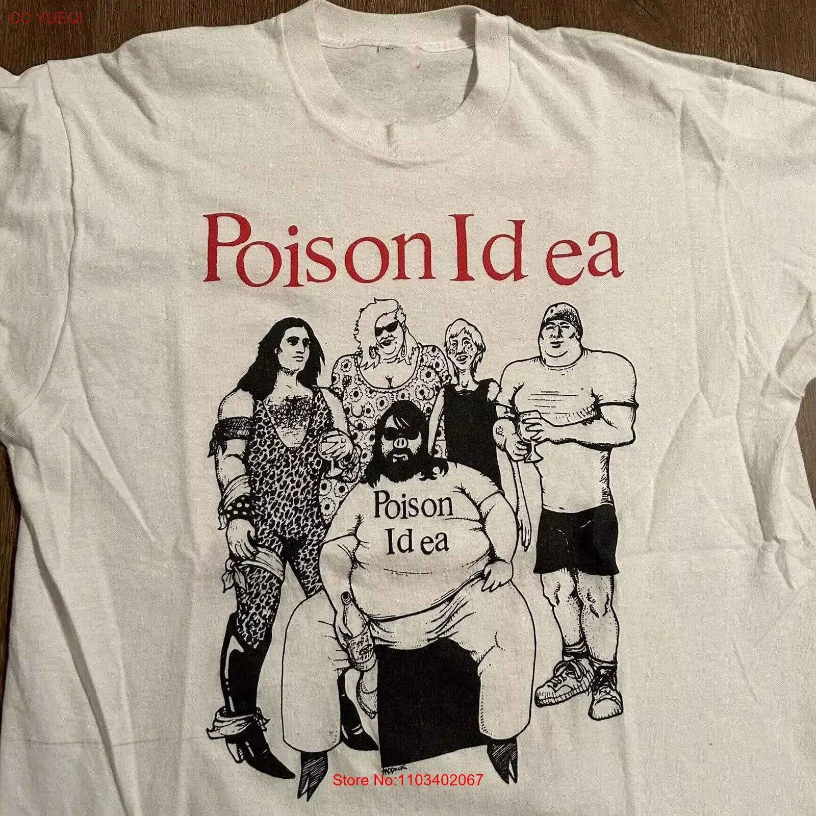 Poison Idea camiseta blanca algodón tamaño completo S 5XL IM0453 vintage lavado ligeramente homme moda versátil Unisex