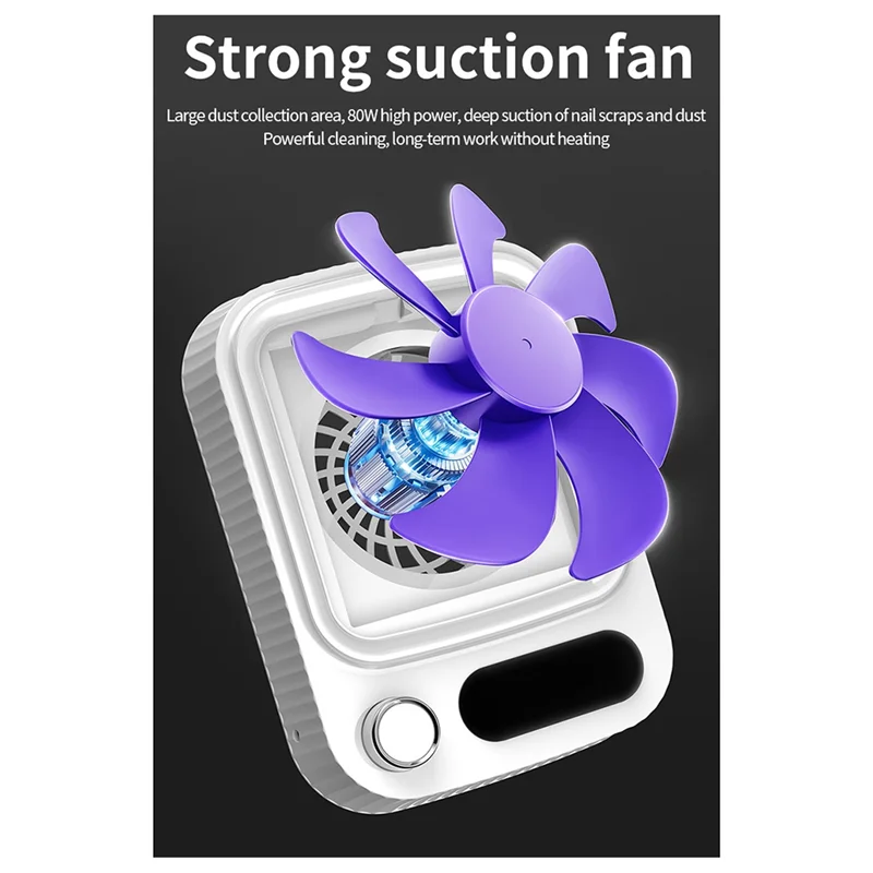 B58B-Nail Dust Collector 80W Vacuum Manicure Fingernail Cleaner With Filter, Turbine Brushless Dust Remover