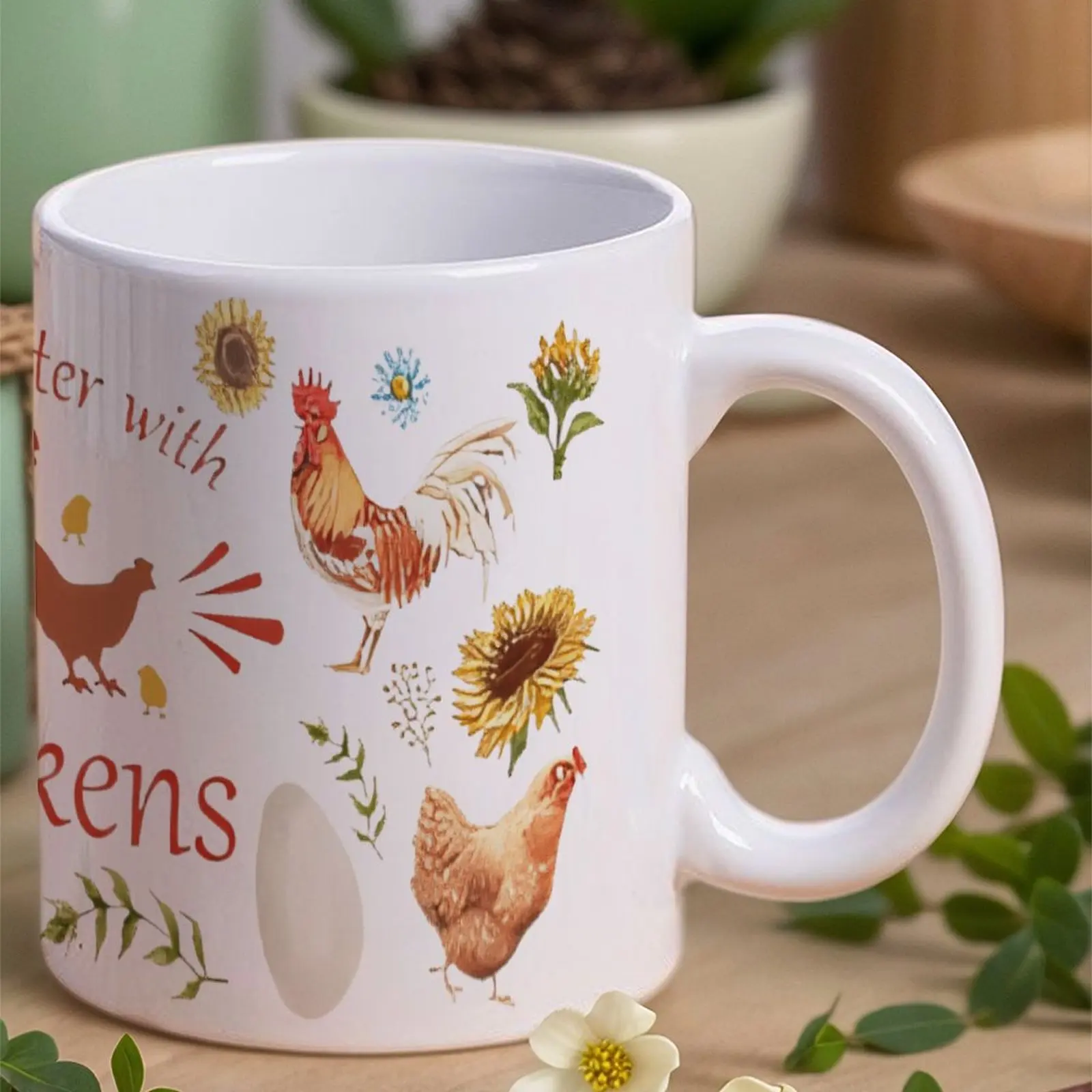 

Жизнь лучше с курицей Керамическая кружка, кружки объемом 330 мл для активного отдыха