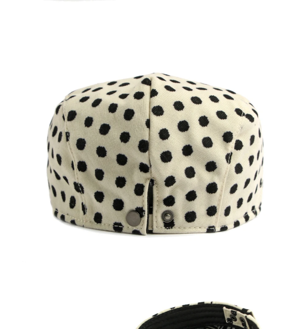 HT5103 Herren- und Damen-Baskenmützen, Vintage Künstler-Mütze, Unisex Gepunktete Ivy-Flatcap, Neue Frühling-Herbst Verstellbare Baskenmütze – Detail 11