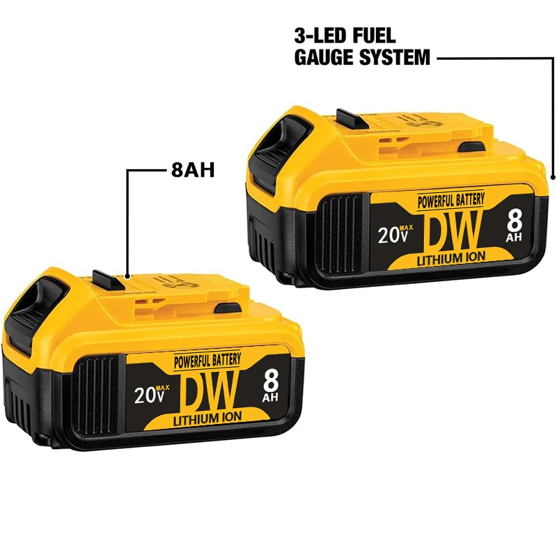 100% original für dewalt 20v 8000mah wiederauf ladbare elektro werkzeuge batterie mit led li-ion ersatz dcb205 DCB204-2 dcb206