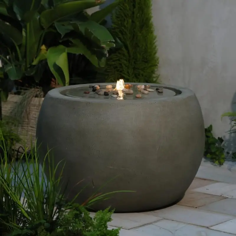 Large Round Indoor Outdoor Water Fountain Pebbles Modern Bubbling Garden Water Feature Patio Living Room Balcony Backyard Decor