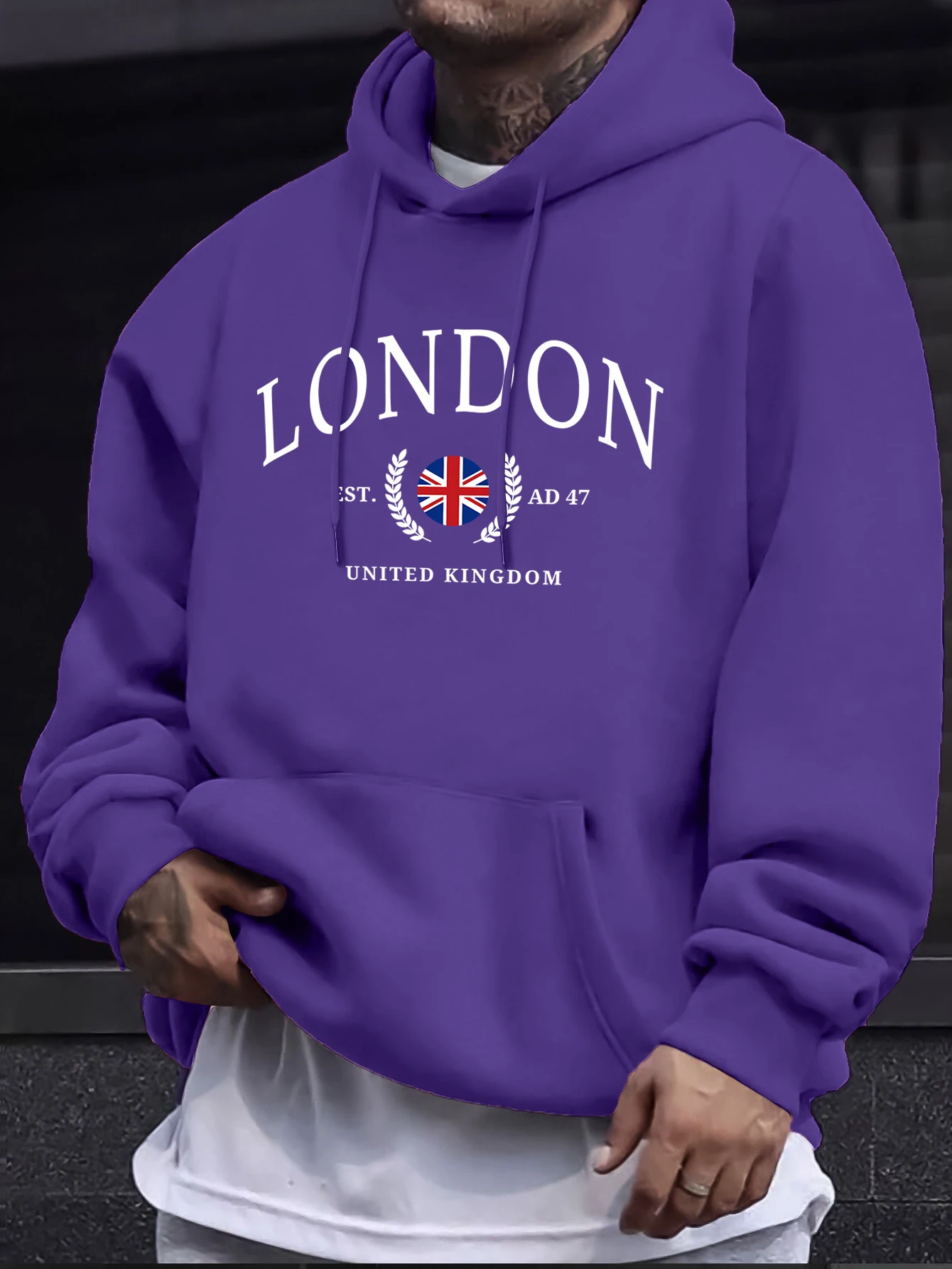 London Vereinigtes Königreich Flagge Drucken O Neck Hoodie Herren Übergroße Straße Pullover Neue Herbst Sweatshirt Weiche Casual Sportswear