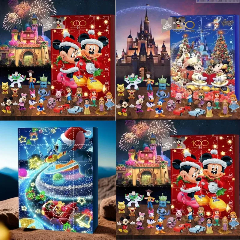 ¡¡2025!! Calendario de Adviento de Navidad Caja ciega, Disney "Lilo y Stitch" Mickey Minnie Dibujos animados Regalos para niños 24 muñecas aleatorias
