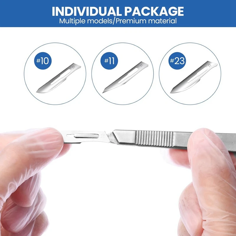 150 Pcs Scalpel Blades 10 11 23 Scalpels  Sterile Blades With 10 Pcs Handle Disposable Blades Easy Install Easy To Use