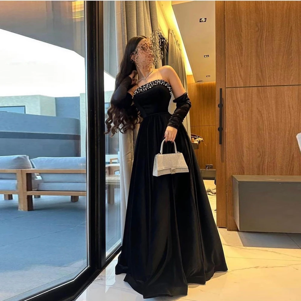 

Welove Strapless 2023 فستان سهره Prom Dresses High Quality Crystal A Line Celebrity Dress Floor Length Velour Evening Gown