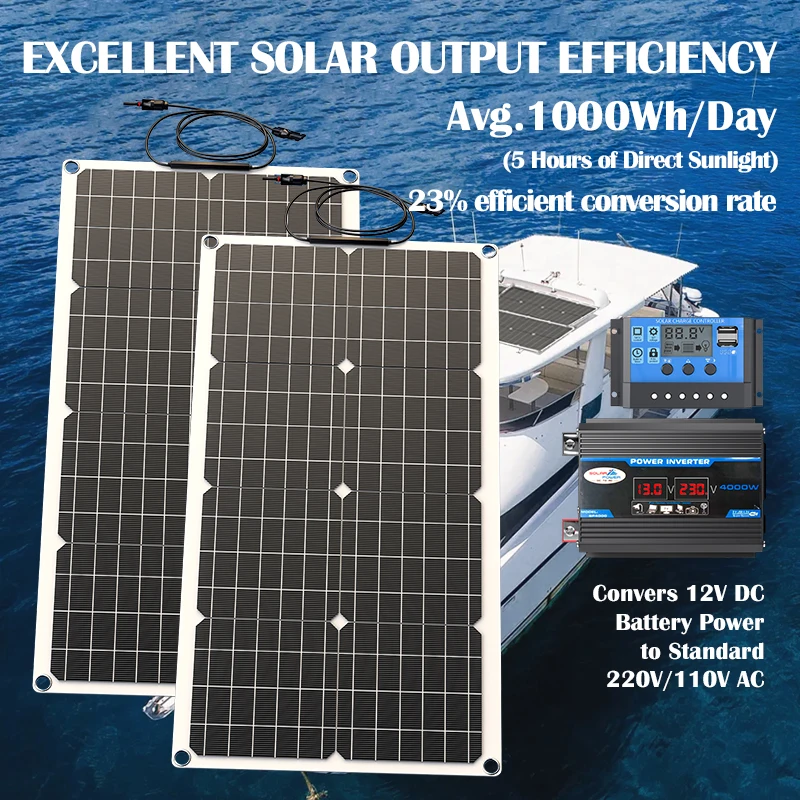 6000W Off Grid Solar System Kit with Solar Panels, 4000W Power Inverter & 100A Solar Charge Controller