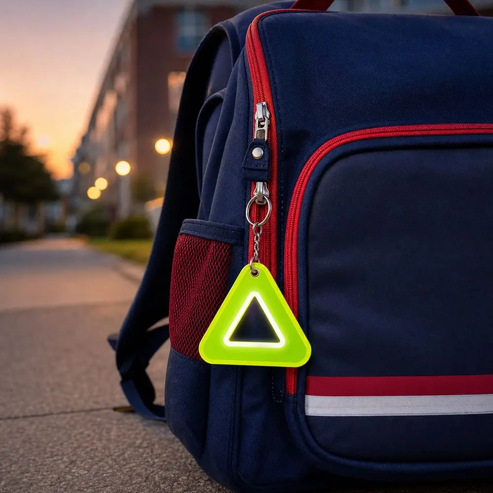 New Reflective Reflective Keychain Lightweight Easy to Attach Safety Keychain Triangle Shape Colorful Metal Ring Night Walking