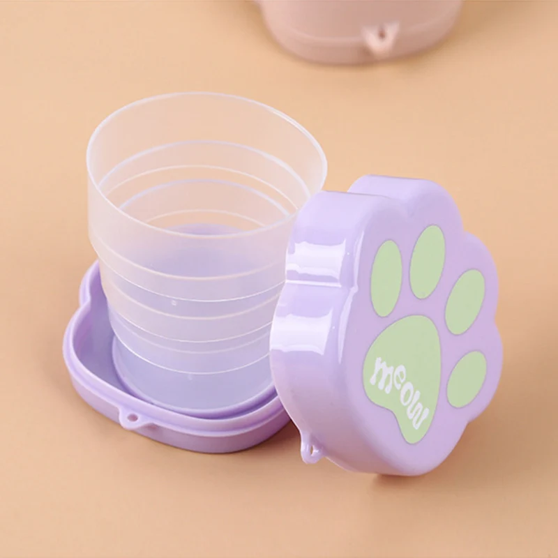 Portable Silicone Retractable Folding Cup Cute Cat Claw Folding Cup Travel Outdoor Camping Climbing Milk Juice Tea Cup In Stock