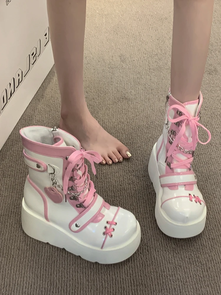 

Fashion Thick Sole Lolita Shoes 2023 New Women's Cute Matsutake Knight Boots Sweet Cool Style Girls' Fashion Color Matching Boot