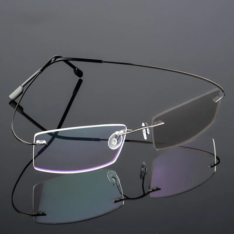 Randlose Ultraleichte Photochrome Myopie‑Brille Männer Titanlegierung Geschäftsbrille grau‑veränderliche Linsen – Detail 11